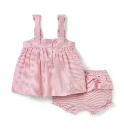 Janie and Jack Sets-Baby Striped Matching Set cherry stripe