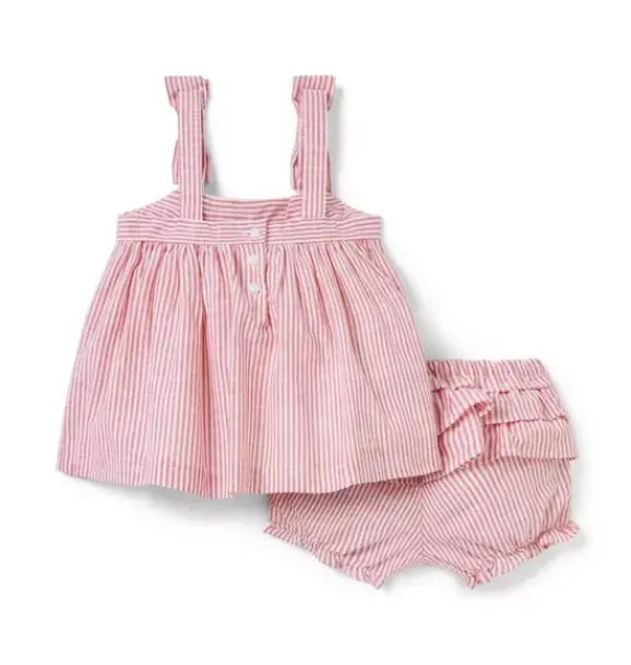 Janie and Jack Sets-Baby Striped Matching Set cherry stripe