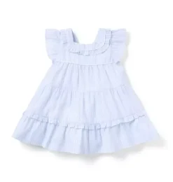 Janie and Jack Dresses-Baby Striped Ruffle Dress dreamy blue stripe