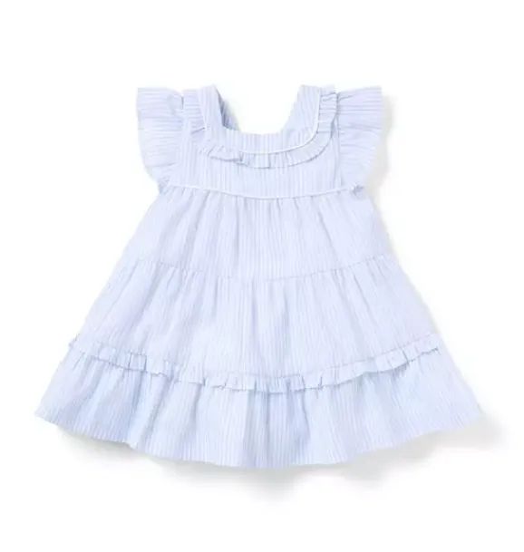 Janie and Jack Dresses-Baby Striped Ruffle Dress dreamy blue stripe