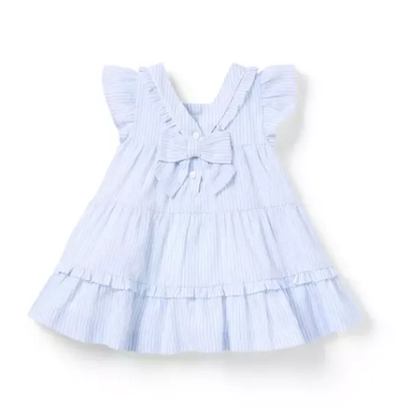 Janie and Jack Dresses-Baby Striped Ruffle Dress dreamy blue stripe