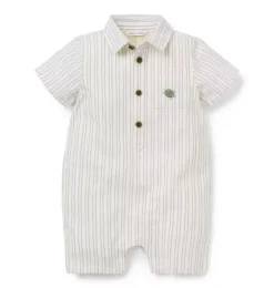 Janie and Jack One-pieces & Rompers-Baby Striped Sea Turtle Romper freshwater pearl stripe