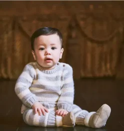 Janie and Jack Pants|Pants & Overalls-Baby Striped Sweater Pant classic grey heather stripe