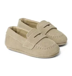Janie and Jack Shoes & Accessories-Baby Suede Penny Loafer light khaki