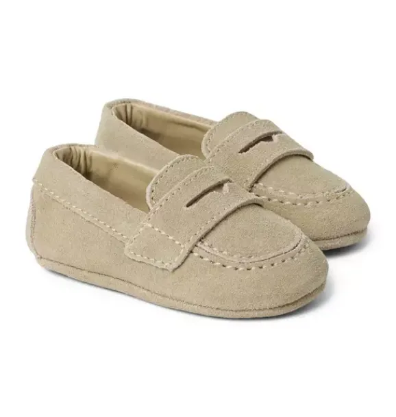 Janie and Jack Shoes & Accessories-Baby Suede Penny Loafer light khaki