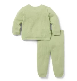 Janie and Jack Sets-Baby Textured Knit Sweater Set coastline green