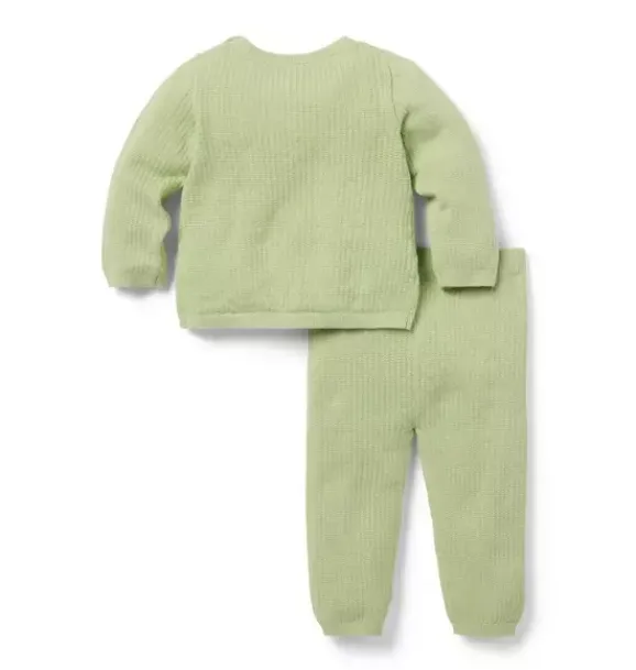 Janie and Jack Sets-Baby Textured Knit Sweater Set coastline green