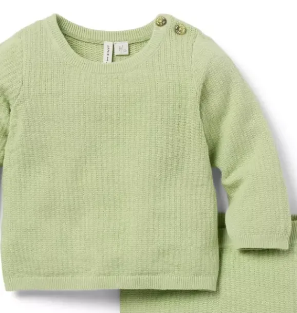 Janie and Jack Sets-Baby Textured Knit Sweater Set coastline green