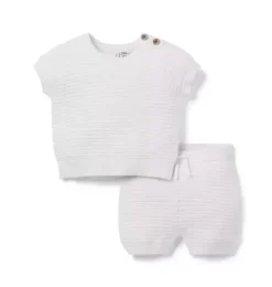 Janie and Jack Sets|Sets-Baby Textured Stripe Sweater Set jet ivory