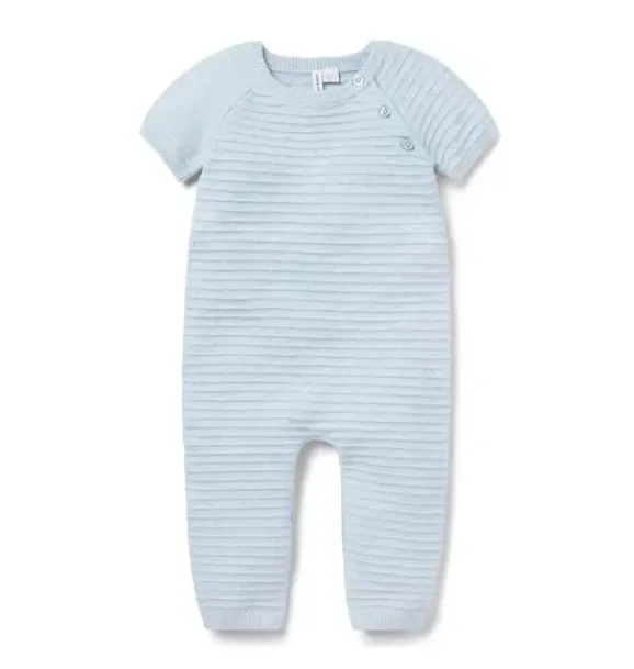 Janie and Jack One-pieces & Rompers-Baby Textured Striped One-Piece soft blue heather stripe