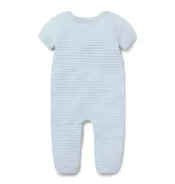 Janie and Jack One-pieces & Rompers-Baby Textured Striped One-Piece soft blue heather stripe