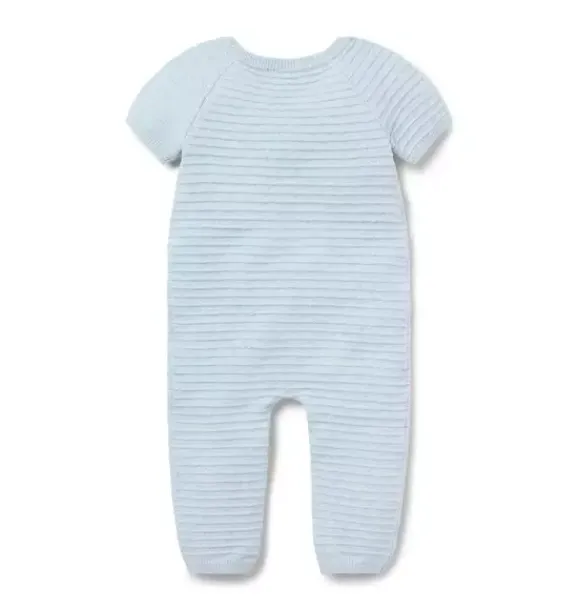 Janie and Jack One-pieces & Rompers-Baby Textured Striped One-Piece soft blue heather stripe