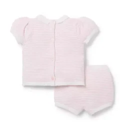 Janie and Jack Sets-Baby Textured Striped Sweater Set tea party pink stripe