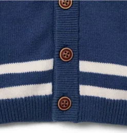 Janie and Jack Sweaters & Jackets-Baby Varsity Stripe Cardigan deep sapphire