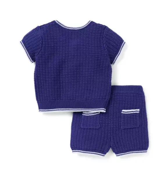 Janie and Jack Online Exclusives|Sets-Baby Waffle Knit Matching Set indigo ink