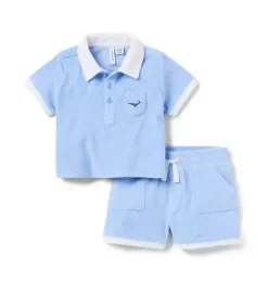 Janie and Jack Sets-Baby Whale Terry Matching Set dreamy blue