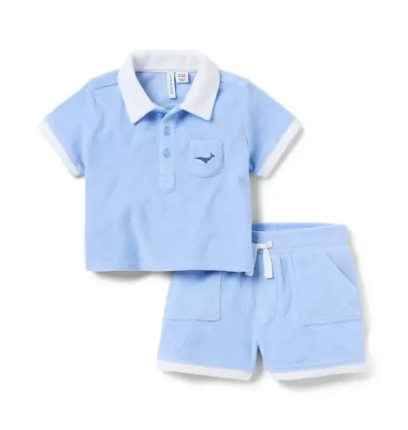 Janie and Jack Sets-Baby Whale Terry Matching Set dreamy blue