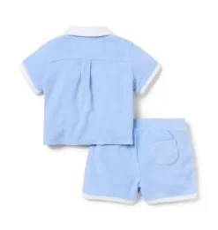 Janie and Jack Sets-Baby Whale Terry Matching Set dreamy blue