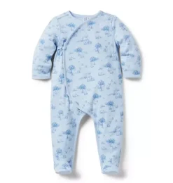 Janie and Jack One-pieces & Rompers-Baby Woodland Toile Wrap Footed One-Pice bundle blue woodland toile