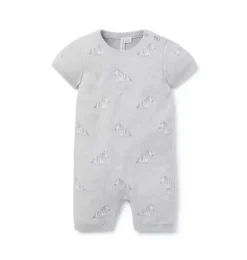 Janie and Jack One-pieces & Rompers-Baby Zebra Knit Romper earl grey heather zebra
