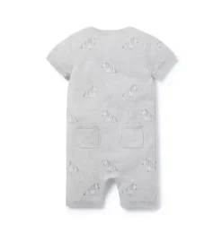 Janie and Jack One-pieces & Rompers-Baby Zebra Knit Romper earl grey heather zebra