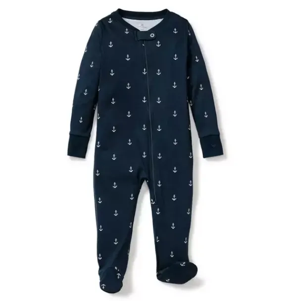 Janie and Jack Petite Plume|Baby Pajamas-Baby's Pima Romper in portsmouth anchors