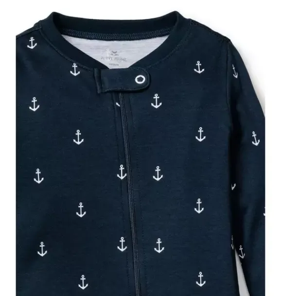 Janie and Jack Petite Plume|Baby Pajamas-Baby's Pima Romper in portsmouth anchors