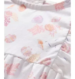 Janie and Jack Petite Plume|Baby Pajamas-Baby's Twill Ruffled Romper in seashell splendor