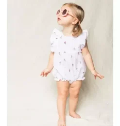 Janie and Jack Baby Pajamas|Petite Plume-Baby's Twill Ruffled Romper in bateau