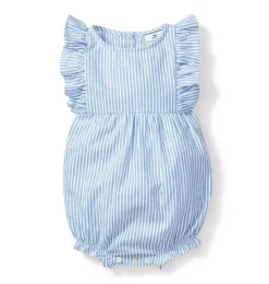 Janie and Jack Baby Pajamas|Petite Plume-Baby's Twill Ruffled Romper in french blue seersucker