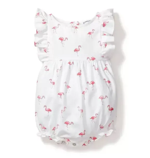 Janie and Jack Baby Pajamas|Petite Plume-Baby's Twill Ruffled Romper in flamingos