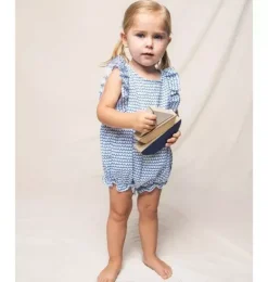 Janie and Jack Baby Pajamas|Petite Plume-Baby's Twill Ruffled Romper in la mer