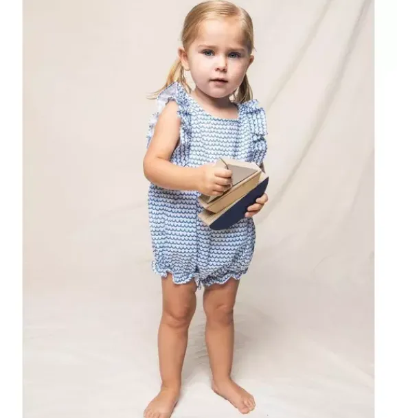 Janie and Jack Baby Pajamas|Petite Plume-Baby's Twill Ruffled Romper in la mer