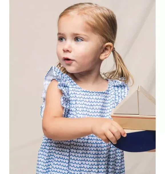 Janie and Jack Baby Pajamas|Petite Plume-Baby's Twill Ruffled Romper in la mer