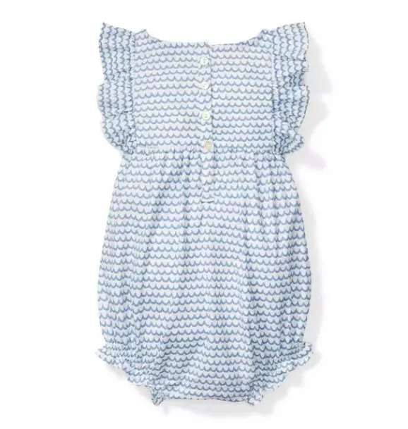 Janie and Jack Baby Pajamas|Petite Plume-Baby's Twill Ruffled Romper in la mer