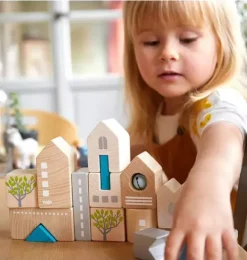 Janie and Jack Development Toys-Bad Rodach 18 Piece Wooden Building Blocks multi-color