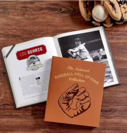 Janie and Jack Books-BASEBALL HALL OF FAME  LEATHER EDITION tan