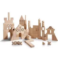 Janie and Jack Development Toys-Basic Building Blocks 102 Piece Extra Large Wooden Starter Set multi-color