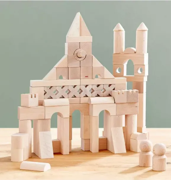 Janie and Jack Development Toys-Basic Building Blocks 102 Piece Extra Large Wooden Starter Set multi-color
