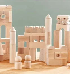 Janie and Jack Development Toys-Basic Building Blocks 102 Piece Extra Large Wooden Starter Set multi-color