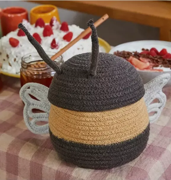 Janie and Jack Storage-Basket Baby Bee honey and dark grey