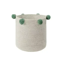Janie and Jack Storage-Basket Bubbly  Natural-Green natural and green