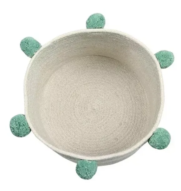 Janie and Jack Storage-Basket Bubbly Natural-Green natural and green