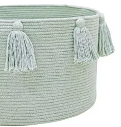 Janie and Jack Storage-Basket New Tassels blue sage