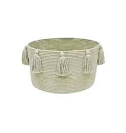 Janie and Jack Storage-Basket New Tassels olive