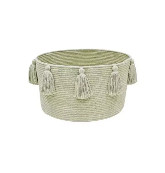 Janie and Jack Storage-Basket New Tassels olive
