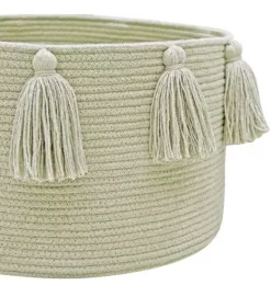 Janie and Jack Storage-Basket New Tassels olive