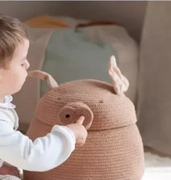 Janie and Jack Storage-Basket Peggy the Pig rose