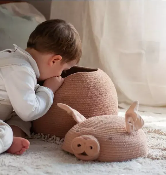 Janie and Jack Storage-Basket Peggy the Pig rose