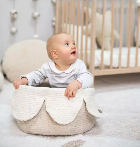 Janie and Jack Storage-Basket Petals - Natural ivory